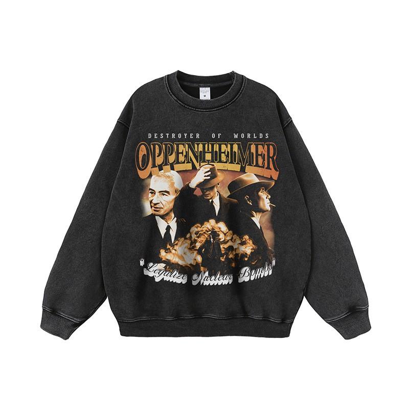 Oversized Cotton Hoodie With Street Portrait Print Unisex Loose Fit Long Sleeve Pullover Winter Casual Sweatshirt
