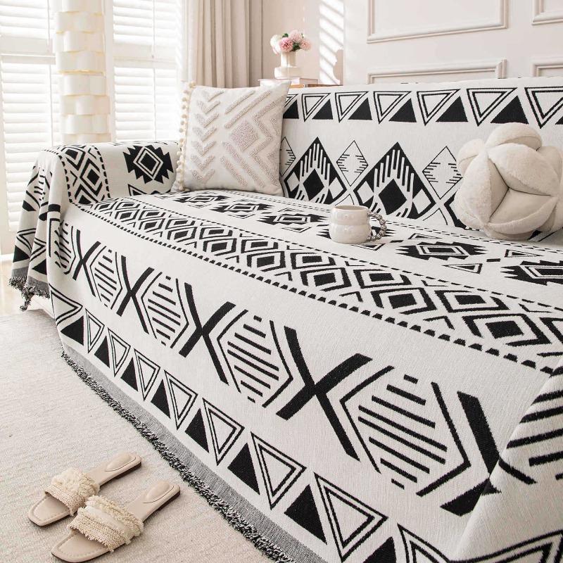 Sofa Cover Chenille Cover Geometric Art High Sense Four-season Sofa Towel Home Decoration Non-slip and Anti-grab