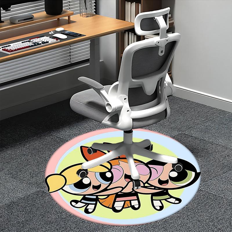 

Powerpuff Girls Chair mat Round Rug-Office carpet, Machine Washable, Non-slip, Suitable for Living Rooms, Bedrooms 80cm