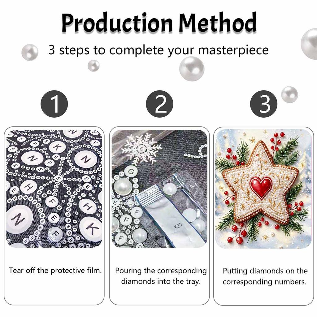 Christmas Pearl Painting Kit Handmade DIY Home Decoration Painting Star Red Heart Berry Pine Branch