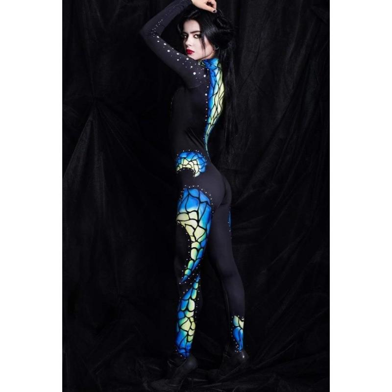 Unisex 3D Digital Snake Python Animal Printing Carnival Jumpsuit Halloween Party Role Play Outfit Women Men Cosplay Costume