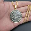 Punk Constellation Star of David Pendant Gold Color Stainless Steel Round Necklace For Men Women Zodiac Signs Jewelry Gifts