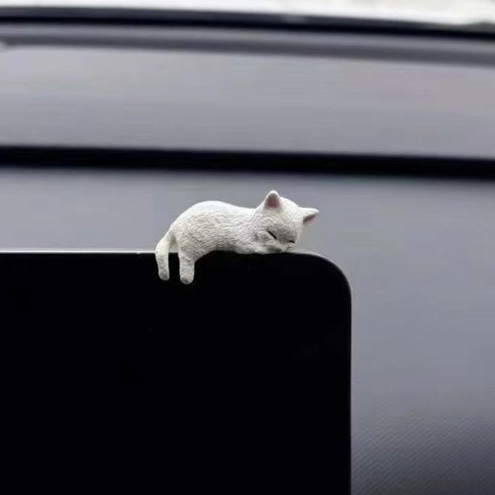 Cute Sleeping Cats Car Center Console Ornaments Navigator Screen Rearview Sleeping Kitten Ornaments Decoration Car Accessories