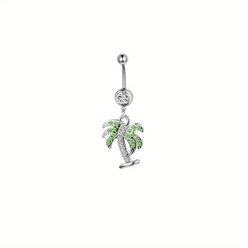 Bobisty 1Pc Stainless Steel Surgical Dangle Belly Button Rings for Women Curved Navel Barbell Body Piercing Fashion Jewelry