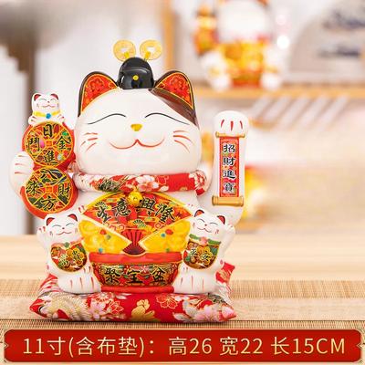 Ceramic  Lucky Cat Home Decor Waving Hand Cat Feng Shui Ceramic Fortune Cat Statue Kawaii Room Decor Accessories