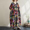 Vintage Floral Summer Dress Long Maxi Casual Loose Dresses for Women Plus Size Cotton Short Sleeve New In