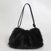 Yogodlns Women's Autumn and Winter Handbag Imitation Fur Fashion Hundred with Plush Bag Solid Color Large Capacity Zipper Shoulder Bag