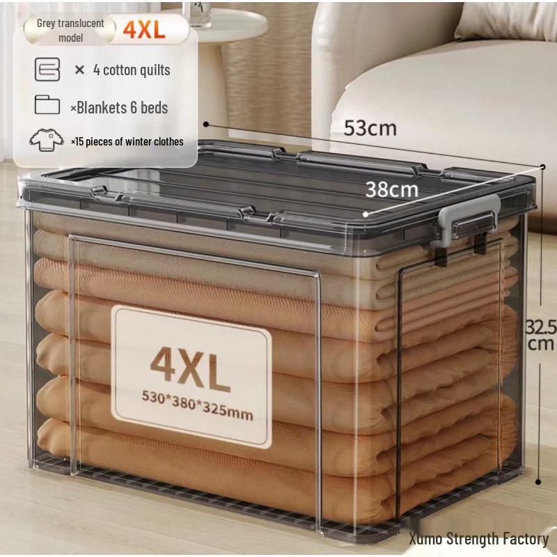 Large Capacity Transparent Plastic Storage Box for Clothes & Snacks - Orange