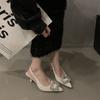 Temperament Rhinestone Pointed High Heels French Stiletto Bag Head Sandals with Skirt Evening Shoes 2025 Spring Sandals Women's Shoes