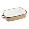 365methods Fuji Enamel Oven Dish, Beige X Brown, Shallow, Medium, 1.6L, YY-HM.BE