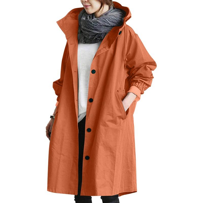 Autumn Long Sleeve Casual Plus Size Hooded Coats Women Fashion Think Mid Length Loose Outerwear Jackets Women Solid Elegant Street Solid Jacket 25331
