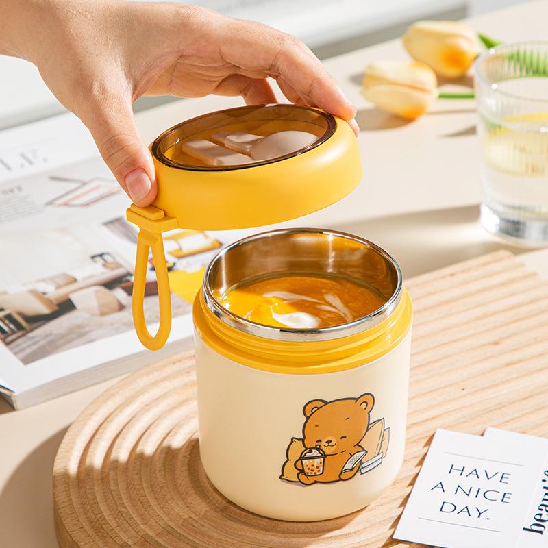 Stainless Steel Breakfast Cup Soup Cup Portable Outer Belt Thermal Insulation Bag Office Worker Thermal Insulation Lunch Box Food Grade Picnic Soup