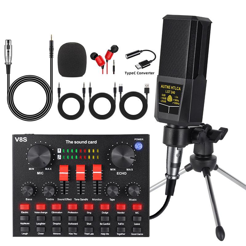 F998 Type-C Sound Card & Microphone Set for Live Broadcasts and Podcasts