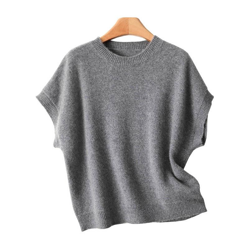 Women's 100% Wool Loose Knit Vest - Round Neck, Autumn/Winter