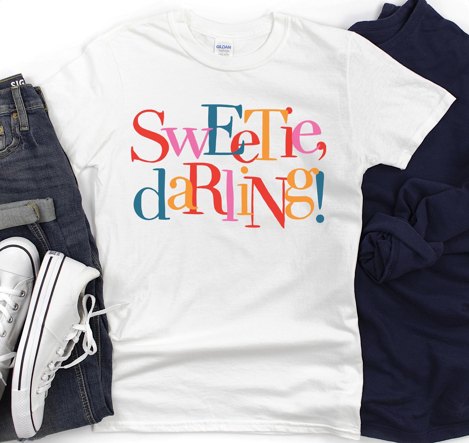 Sweetie Darling T-Shirt, Absolutely Fabulous UK Comedy Retro Graphic Tee 4XL
