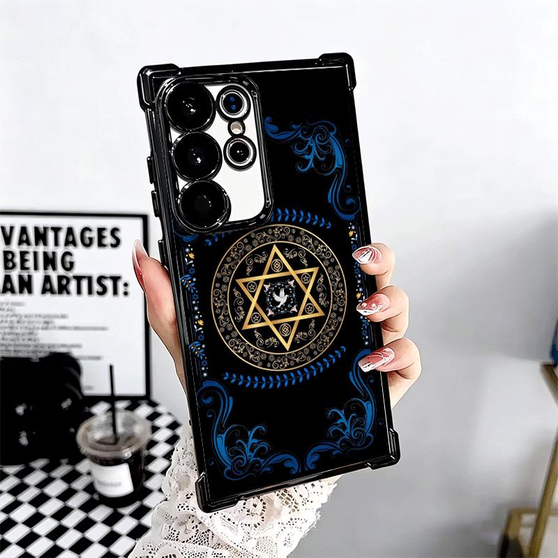 David Jewish Star Symbol Plating Phone Case For Samsung Galaxy S24 S25 FE S26 Edge S23 Ultra S22 S21 Plus S20 Anti-Fall Airabag