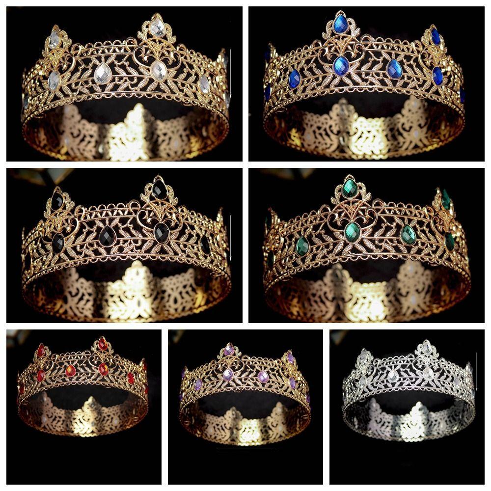 Hair Ornaments Baroque Crown Shiny Princess Tiara Elegant Rhinestone Crown Man