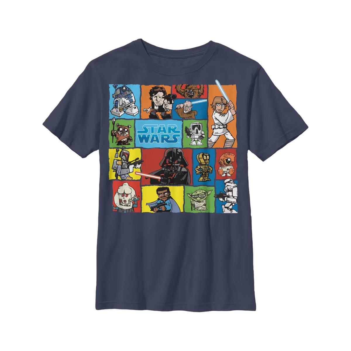 Star Wars Cartoon Character Squares T-Shirt S-5XL Unisex T-Shirt S