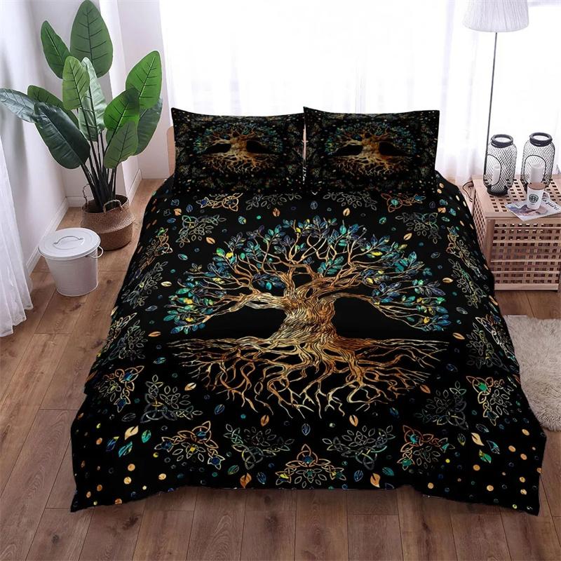 Celestial Yggdrasil Celtic Duvet Cover Set King Queen Double Full Twin Single Size Bed Linen Set For Boys Girls Kids