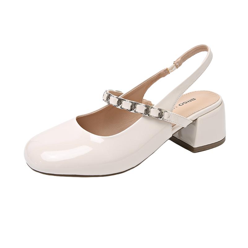 Mary shoes, new spring and summer women's yellow thick heel, diamond heel, hollow heel, high heel sandals, women's Korean style