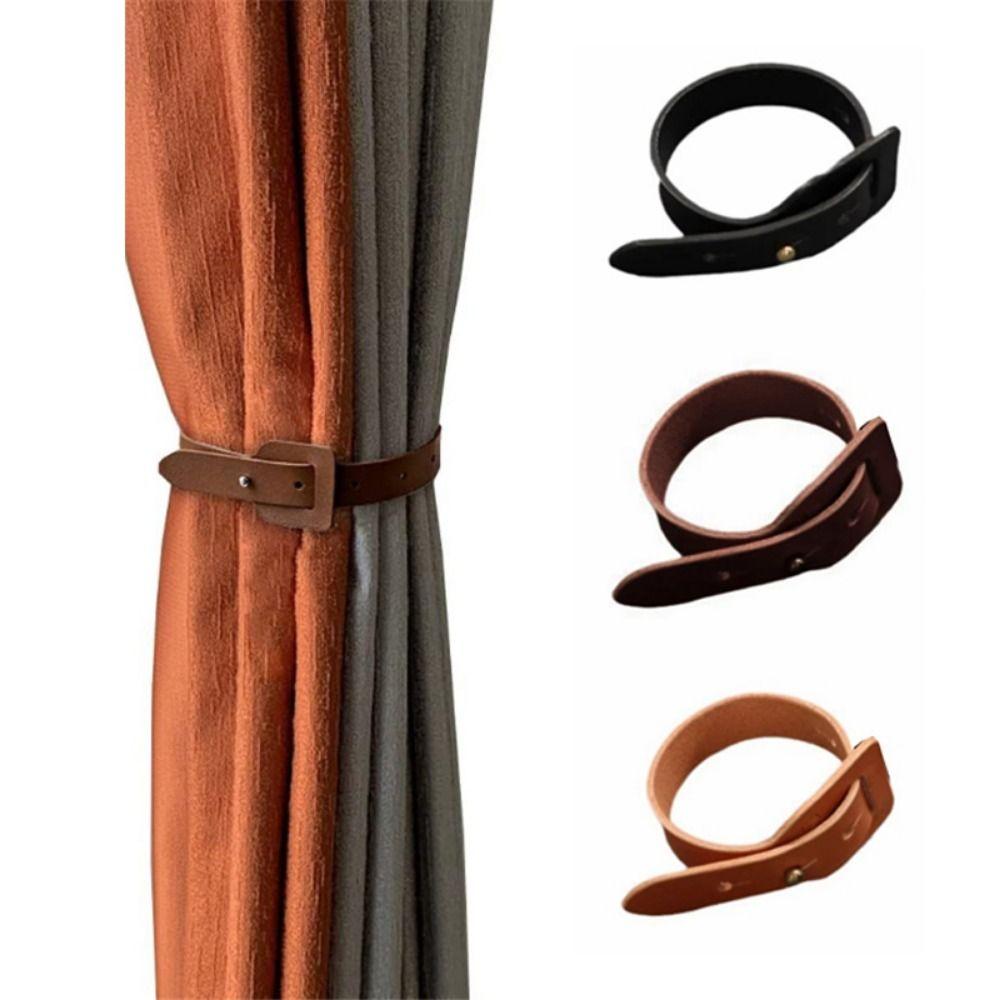 PU Leather Curtain Tie Strap Solid Color Curtains Fixing Tool Curtains Clamp Buckle  Bedroom