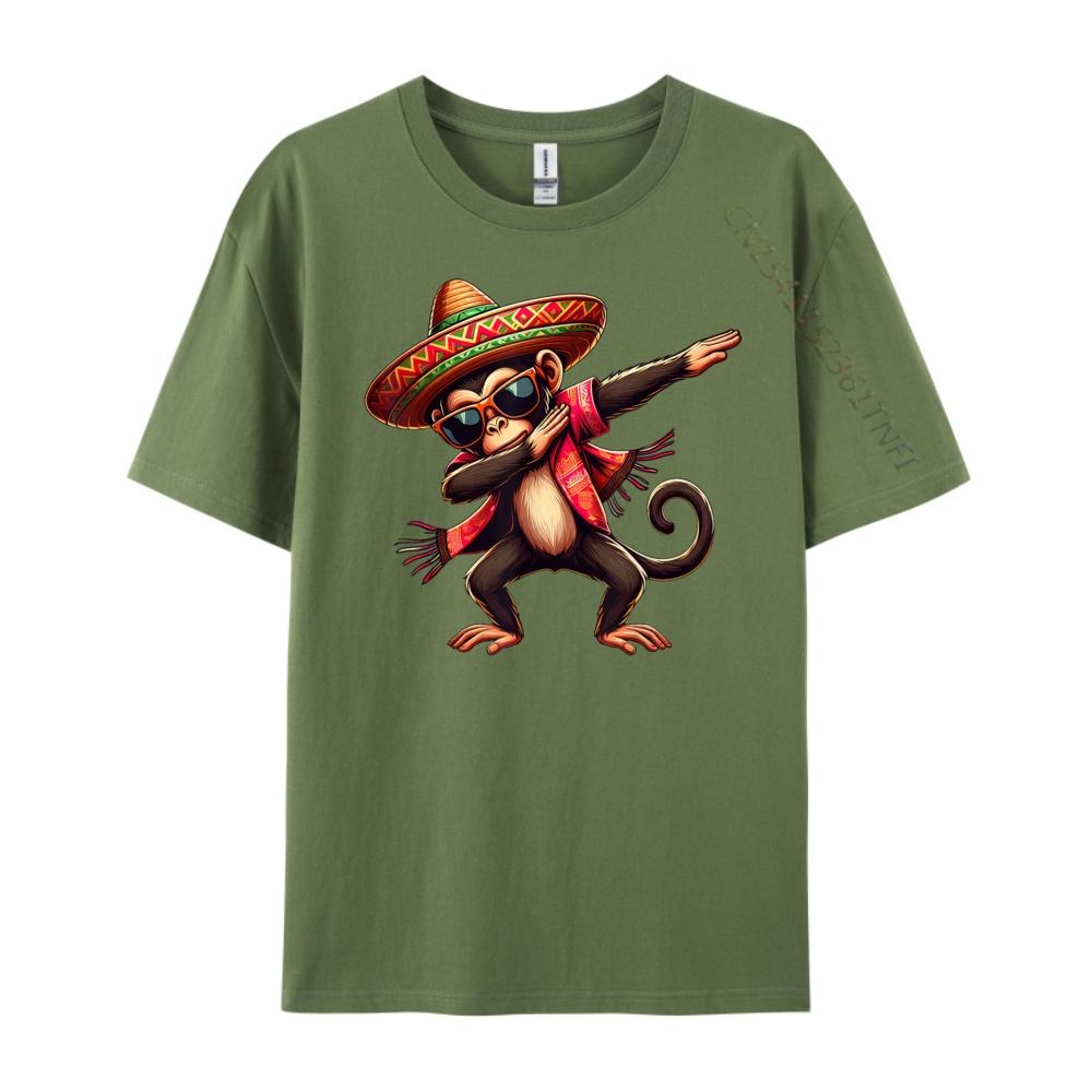 Dabbing Monkey Sombrero Poncho Cinco De Mayo Mexican Anime T Shirts Funny T Shirts Graphic Tshirts Gothic Style