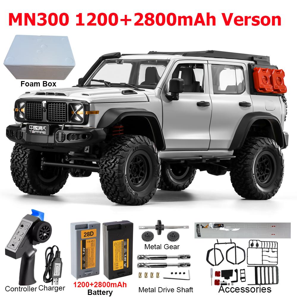MN300 1/12 RC Car 2.4G Remote Control Car Off-road Climbing 4WD RC Crawler LED Light Truck 60mins Working RC Toy As Hobby Gift
