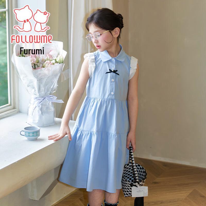 Fuluomi Girls  Summer College Style Sleeveless Cotton Dress 160