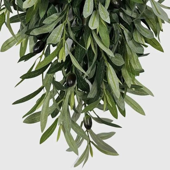 Artificial Olive Wreath for Front Door Realistic Green Olive Branches with Bean for Farmhouse Indoor Outdoor Home Wall Window Wedding Decor