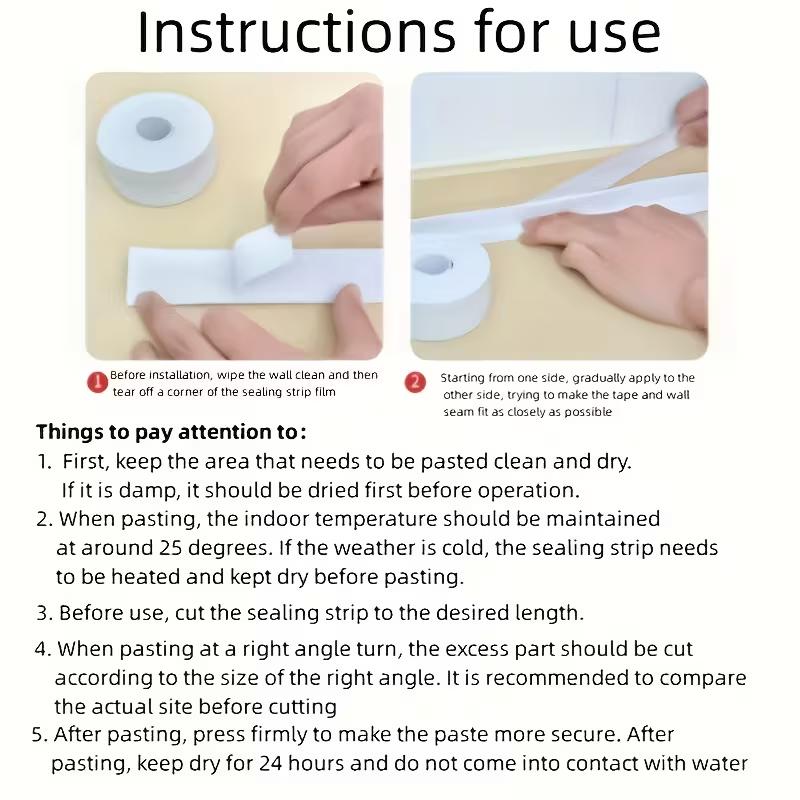 1 roll of waterproof and mold proof toilet sealing strip, kitchen bathroom self-adhesive sealing tape, bathroom waterproof tape