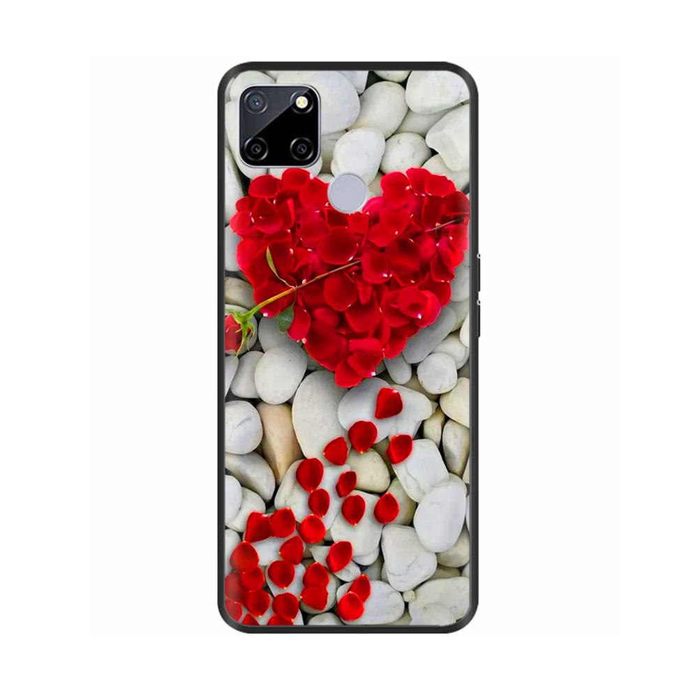 For Realme C25 Case C25s Soft Cute Cover for OPPO Realme C25Y C21Y Silicone Black TPU Phone Case For OPPO Realme C21 Flower Capa