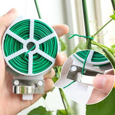 Garden Twist Tie with Built-in Cutter Rustproof Green Coated Plant Twine Wires for Gardening Flexible Reusable Support Ties