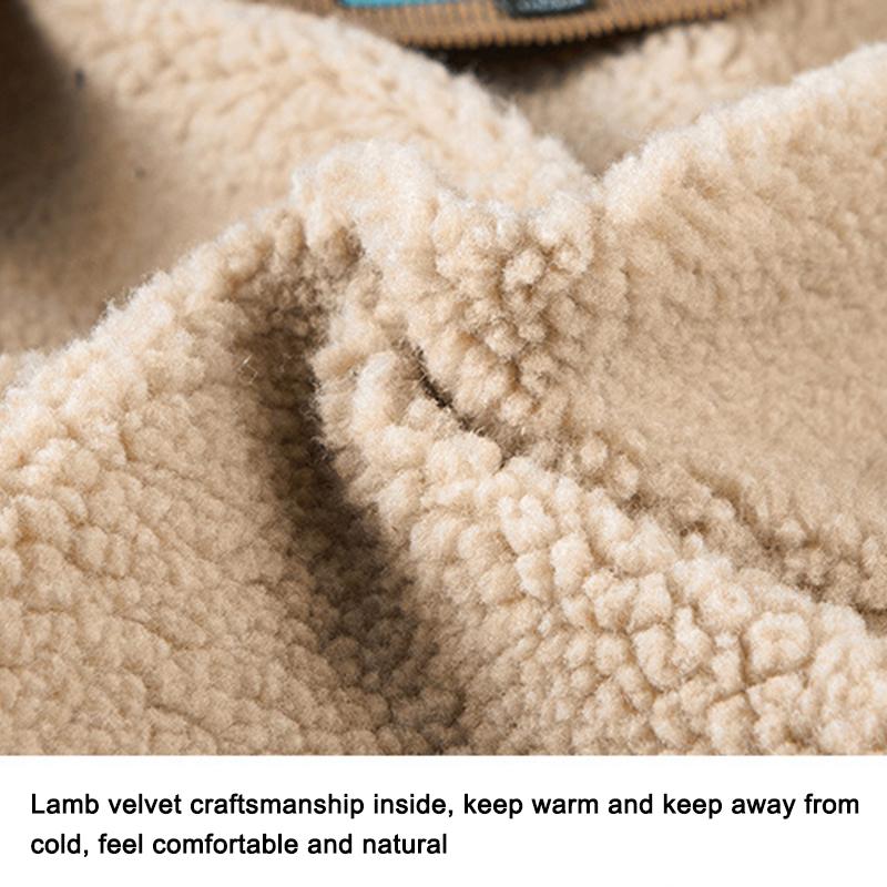 New Winter Men's Lapel Plus Size Corduroy Plus Velvet Jacket Winter Tooling Trend Jacket Ins