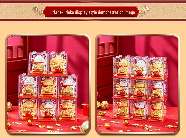 Solar-Powered Waving Lucky Cat Ornament for New Year and Car Dashboard