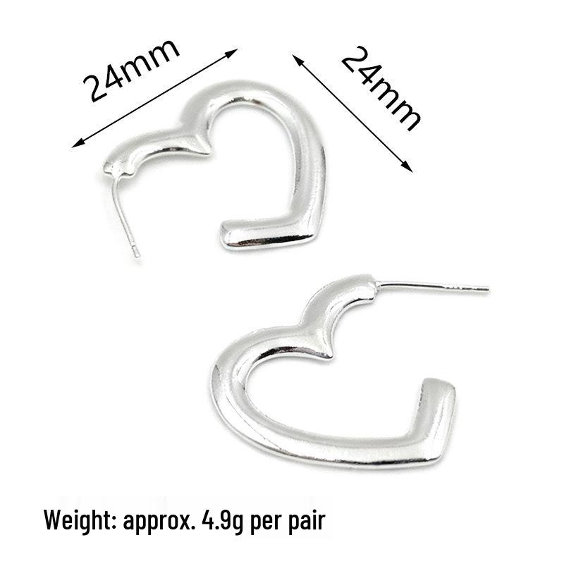 S925 Sterling Silver Heart Stud Earrings for Women - Sweet Fashion Design, Simple & Stylish Holiday Gift 925 Silver