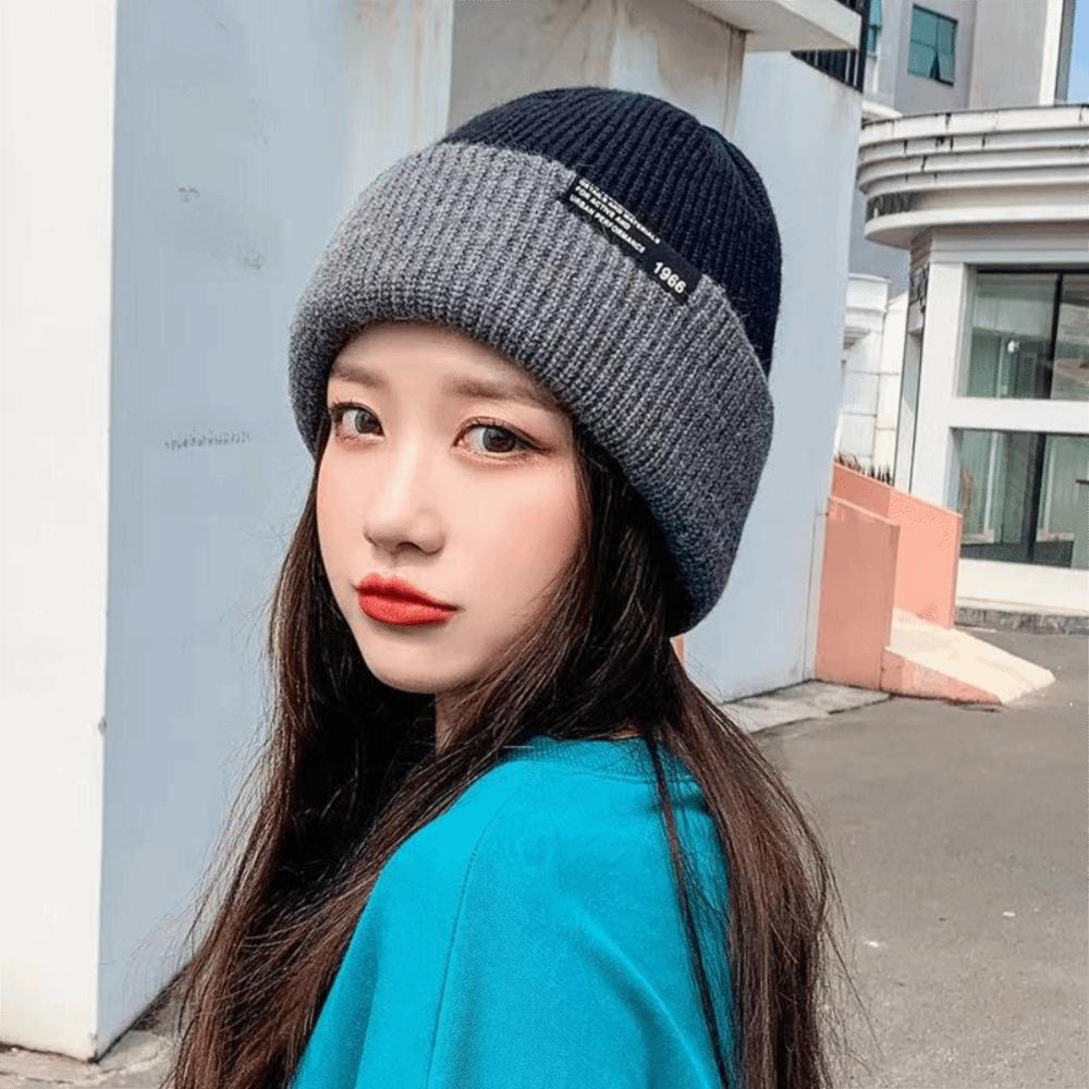 Korean Style Knitted Hat Breathable All-match Hat Cozy Double-faced Hat  Female Use