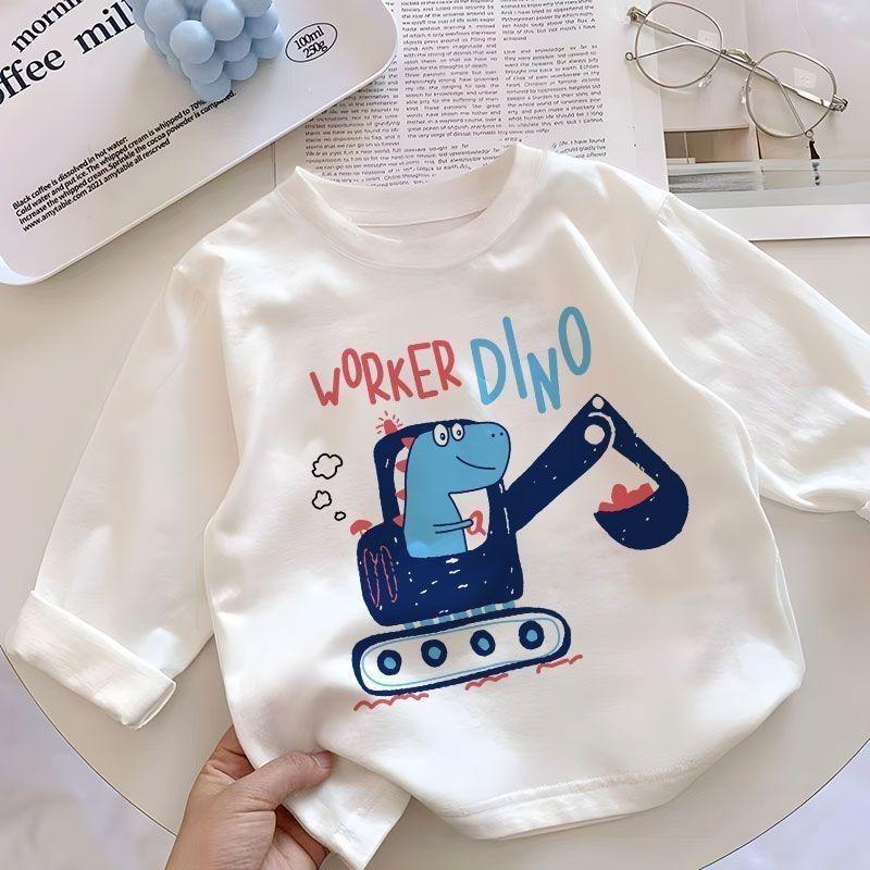 Trendy Little Boy 2025 Long-Sleeved Cotton T-Shirt - Stylish Spring & Autumn Wear