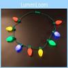 Colorful Led Light-up Necklace With 9 Vibrant Bulbs For Festive Christmas Celebrations