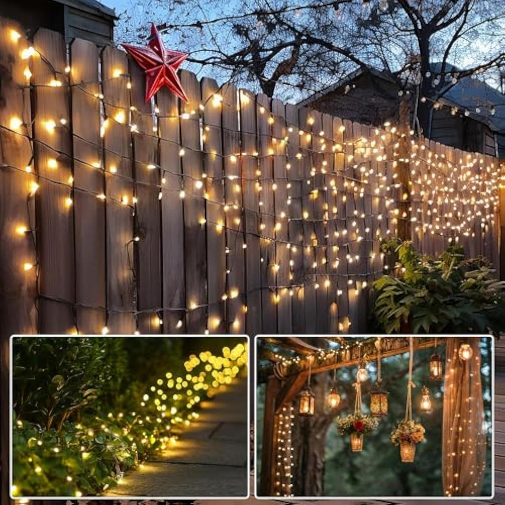 LED Fairy Lights Outdoor 20 M 200 LED Christmas Tree Fairy Lights 8 Modes LED String Lights for Christmas Party Wedding Garden Balcony Decoration