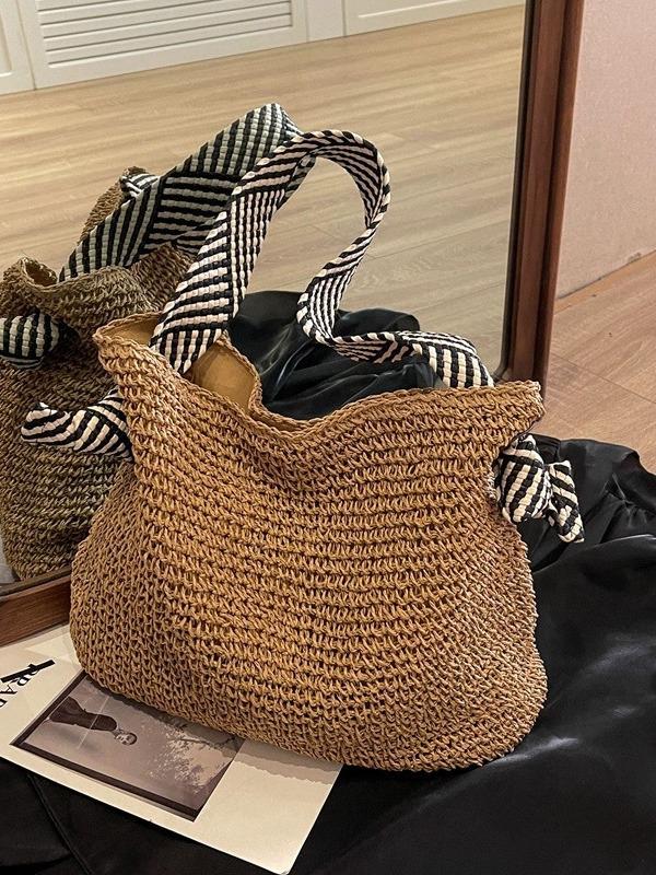 Korean Retro Handmade Woven Tote: Casual Fashion for Daily Commute & Travel