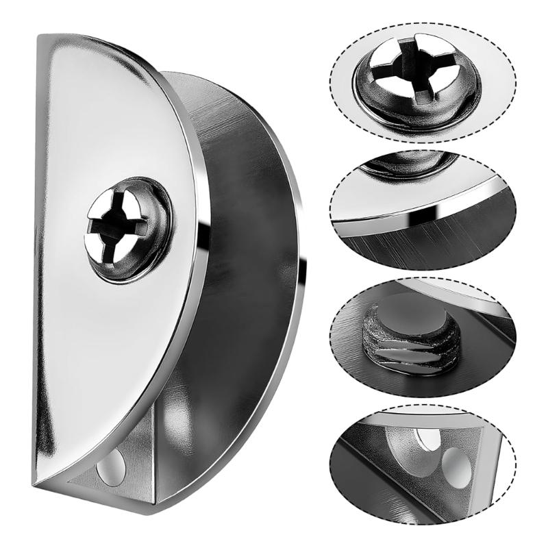 Moon Shaped Glass Shelf Brackets for 8-12mm Glass Adjustable Fit Glass Clip Ideal for Office Partitions & Kitchen Use