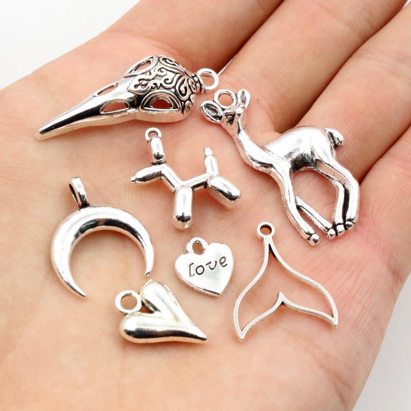 New Fashion Antique Silver Plated Bird Moon Heart Deer Chrams Metal Alloy Pendant DIY Charms DIY Jewelry Making Findings