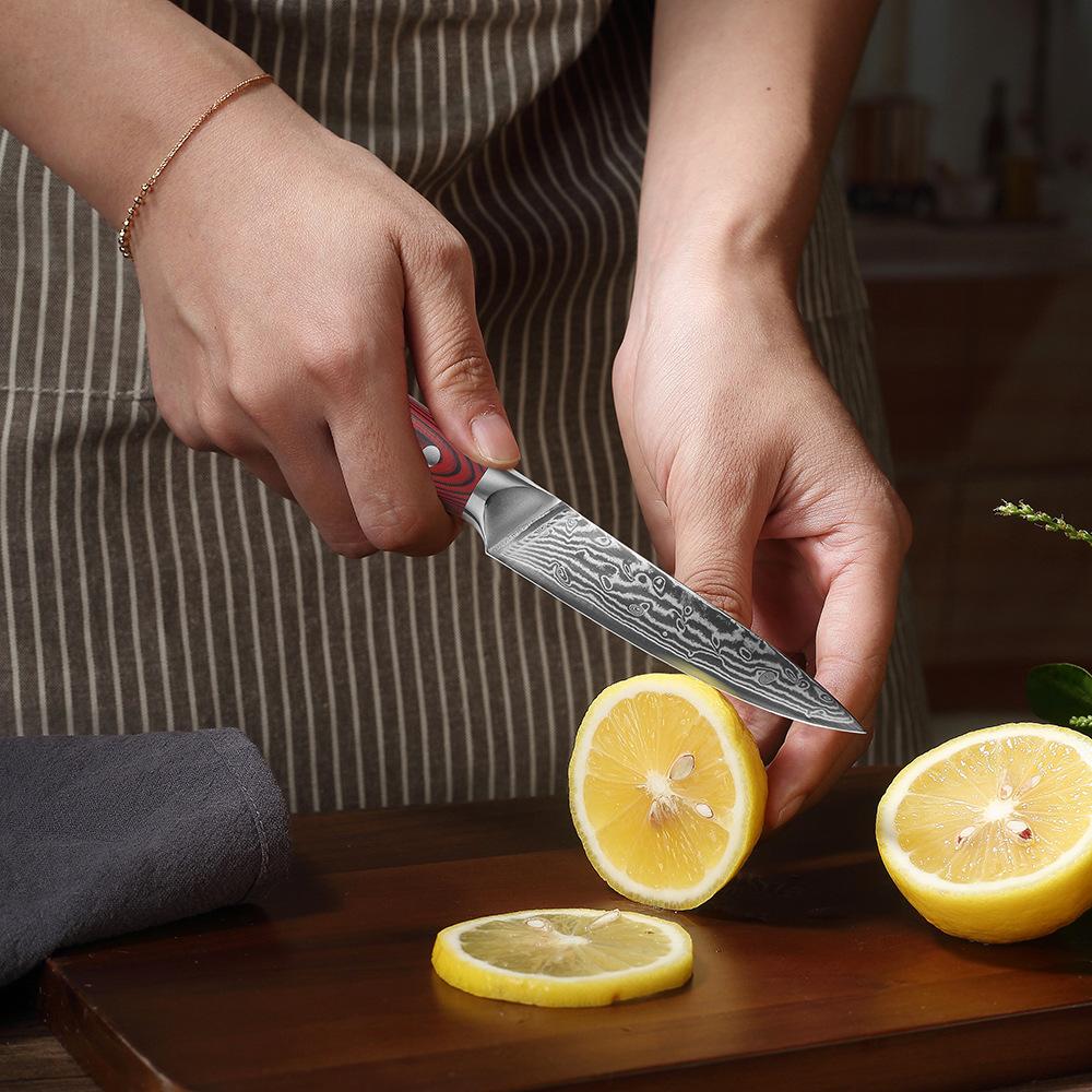 67 vrstev damaškové oceli užitkový nůž G10 rukojeť kuchyňské nože nůž na krájení ovoce škrabka