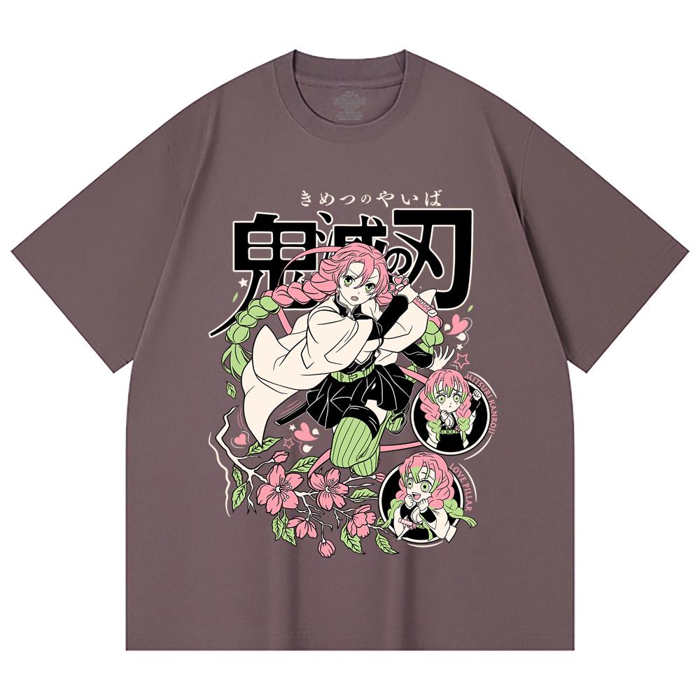 230 Gsm 100% Cotton Demon Slayer V6 Mitsuri Print Unisex Heavy Cotton T Shirt