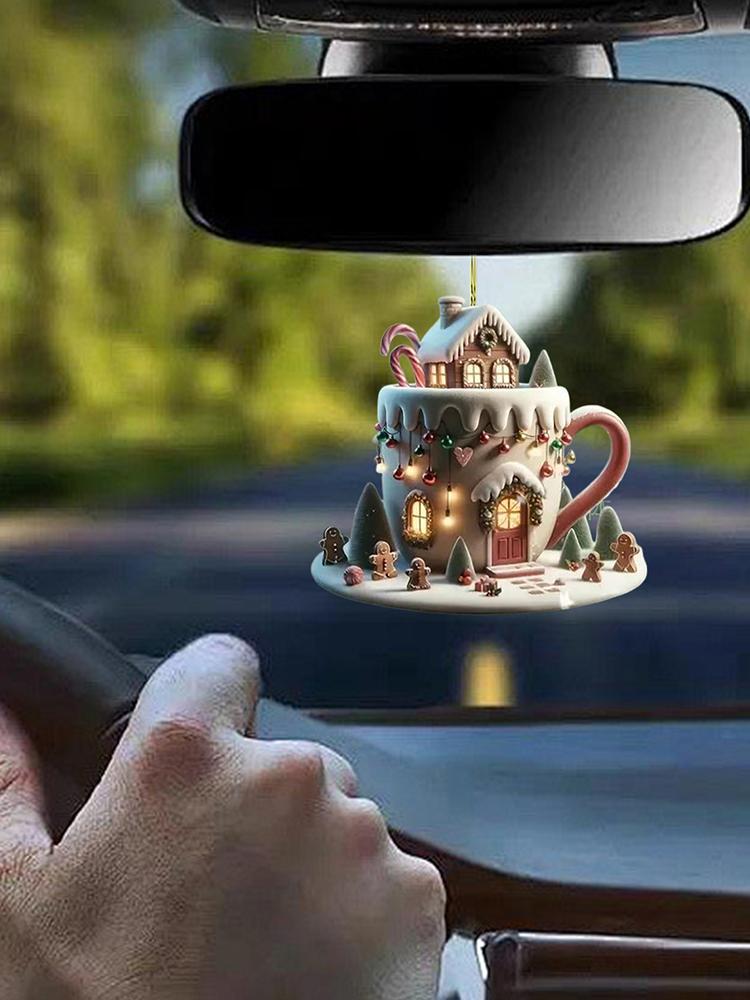 Coffee Cup Christmas Ornament Acrylic Hot Cocoa Tree Pendant Ornaments 2025 Christmas Decorations Xmas Navidad Party 2D