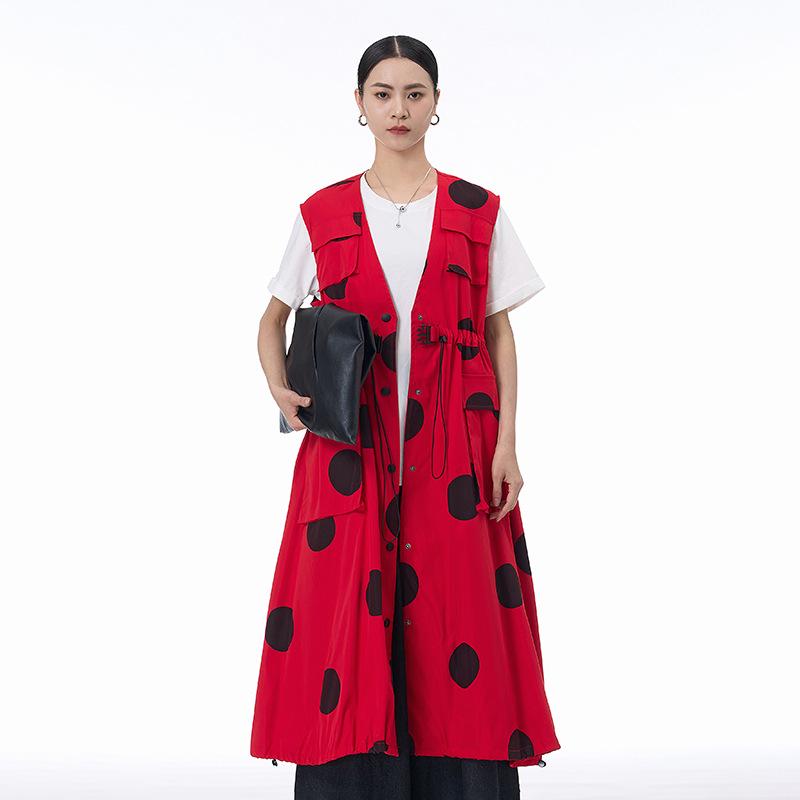 2026 Spring/Summer Plus Size Women s Sleeveless Long Vest Cardigan Dress 80256 One Size красный