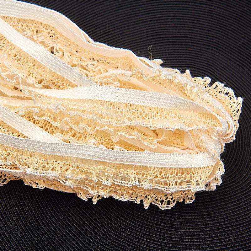 1.5cm Lace Ruffle Bath Puff & Headband Set with Elastic Webbing