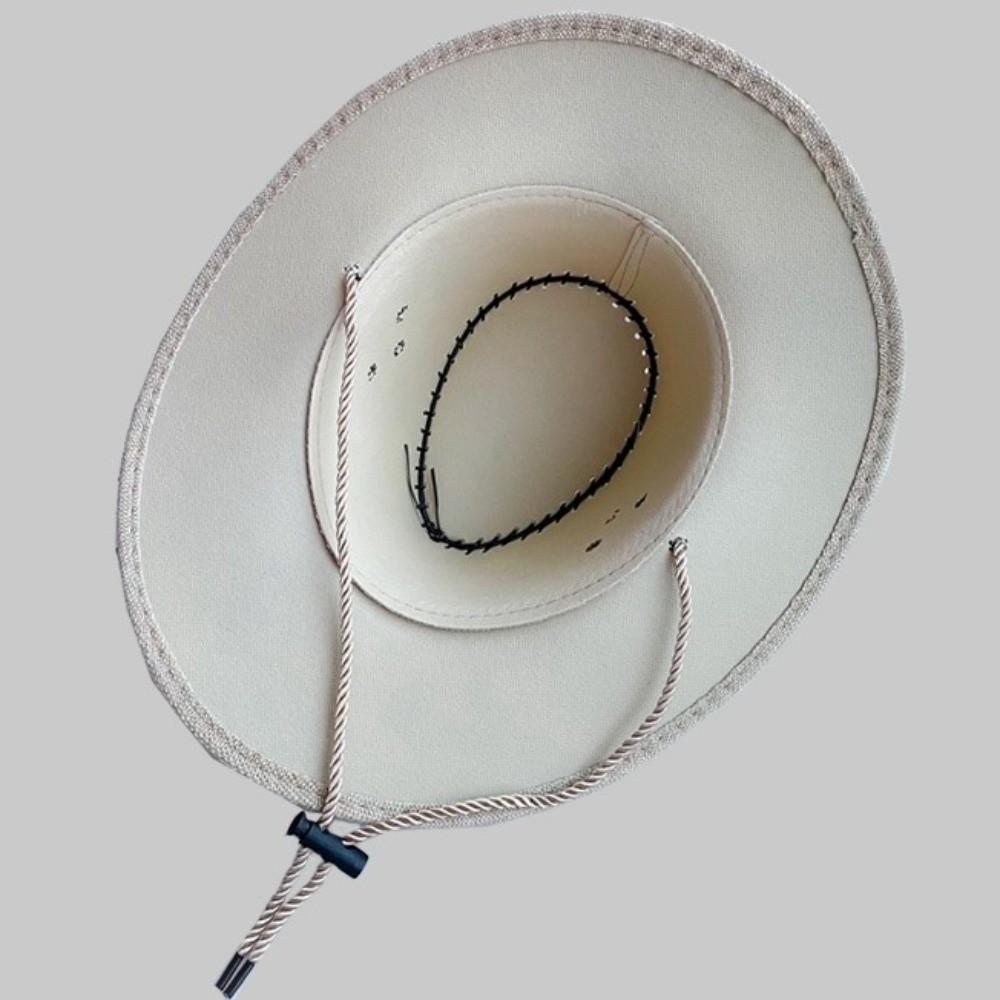 New Curved Brim Western Cowboy Hat Large Ethnic Top Hat Tibetan Style Roll Brim Cowgirl Cap for Women Men