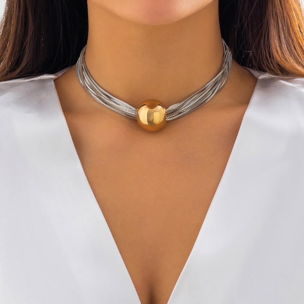 Accessories Hip Hop Trend Pendant Neck Chain Multi-layer Chain Clavicle Necklace Accessories Temperament Round Ball Personality Necklace