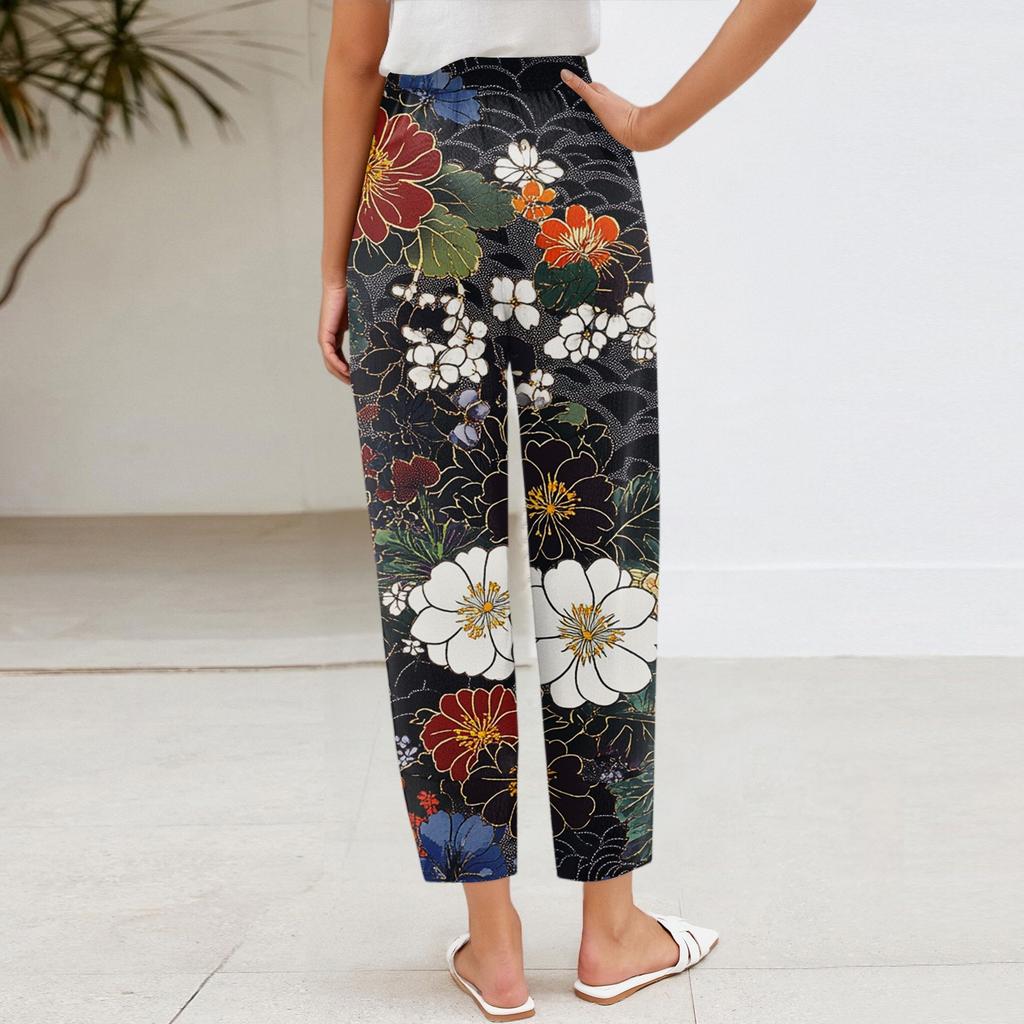 Women's Pants With Pockets Casual Trousers Pants For Women Summer Casual Wide Leg Elastic Waist Pants With Pockets